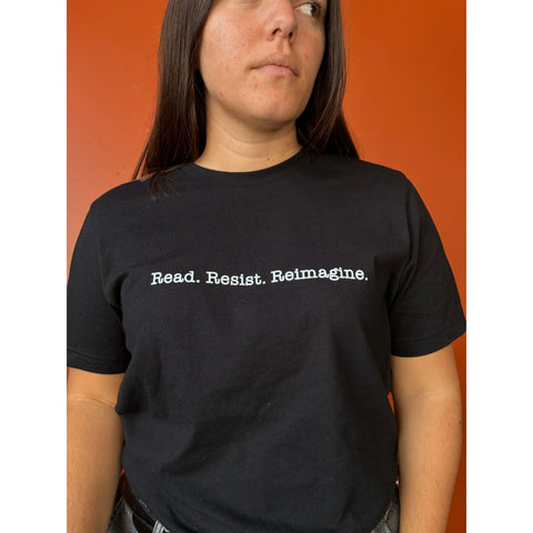 Read Resist Reimagine small print tee