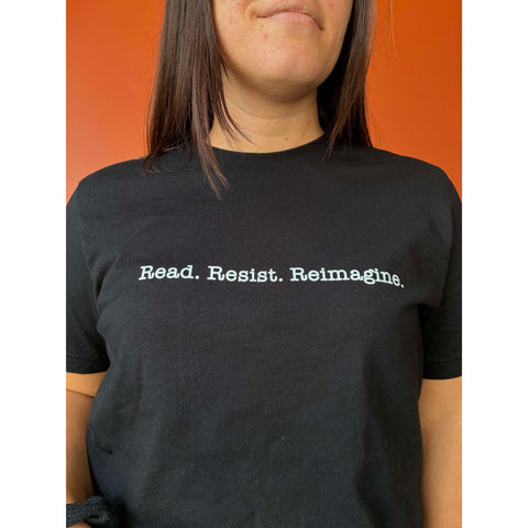 Read Resist Reimagine small print tee